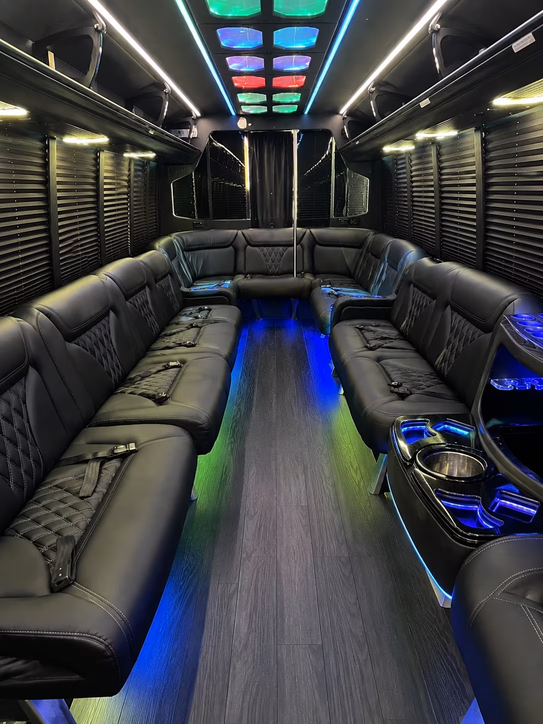 roswell 20 passenger party bus interior