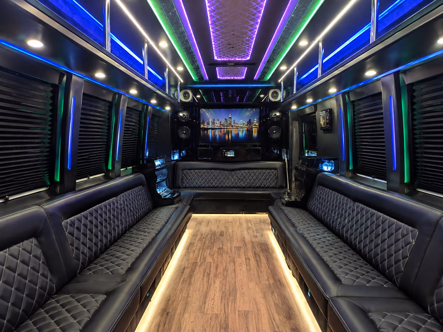 roswell 25 passenger party bus interior